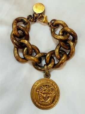 Versace Gold Medusa Charm Chunky Link Bracelet